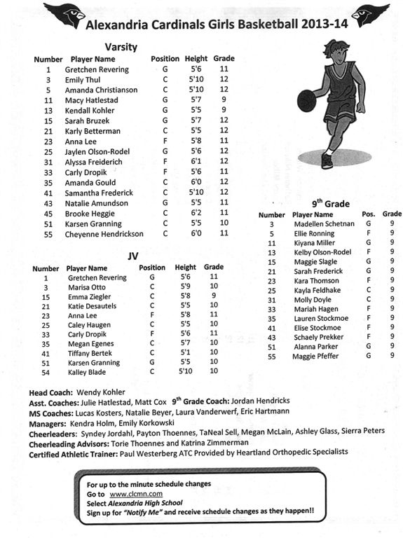 girls' basketball '13-14