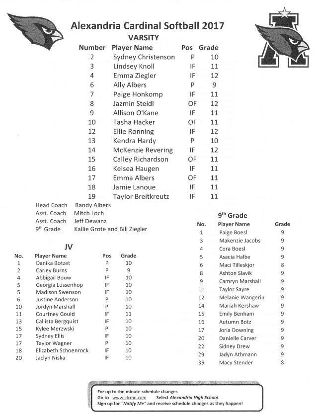 softball roster '17 - Copy